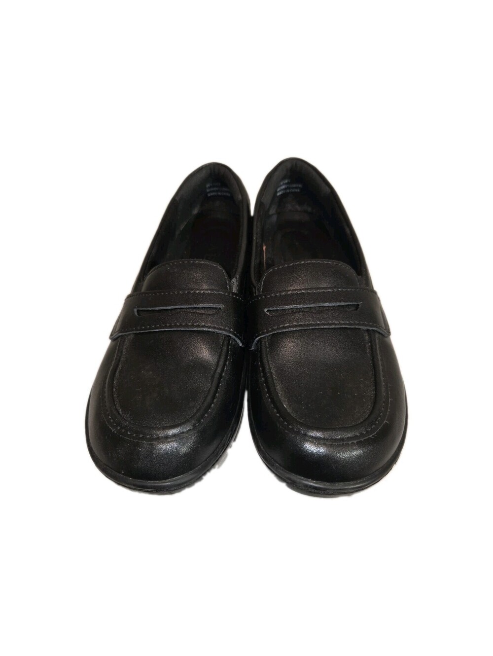 QAE Black Slip On Penny loafer Sz8 Womens Classic Keeper Strap